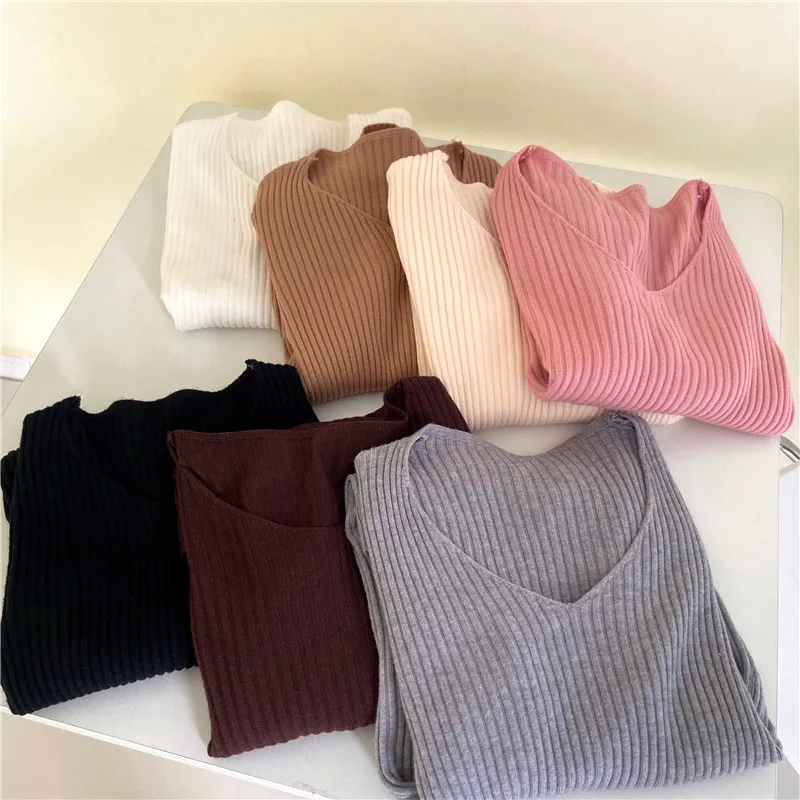 2025 automne hiver femmes chandails décontracté à manches longues tricoté pull pull Femme basique solide Jersey hauts vêtements de mode