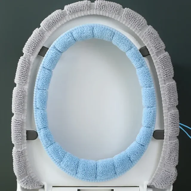 Coussins de siège de toilette d'hiver, coussins de siège de toilette de salle de bains, poignée de rondelles souples plus épaisses avec accessoires d'isolation de siège de toilette – Image 4