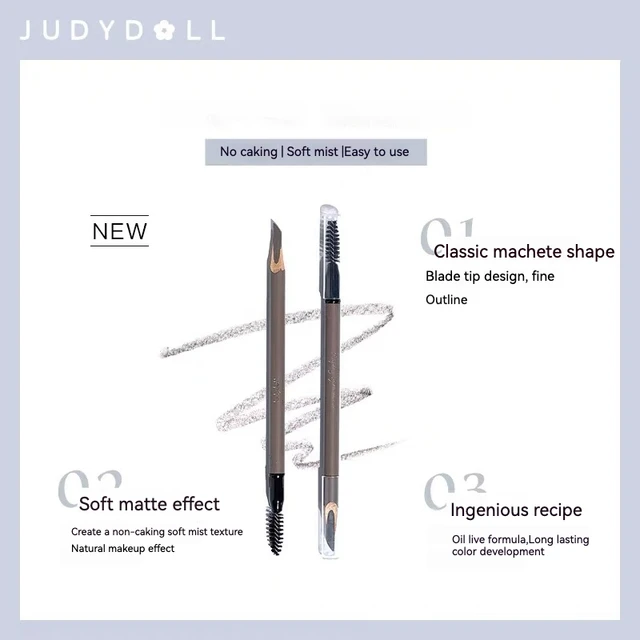 Judydoll stylo à sourcils machette Double tête imperméable longue durée avec brosse condensée crayon à sourcils triangulaire ne se décolore pas – Image 6