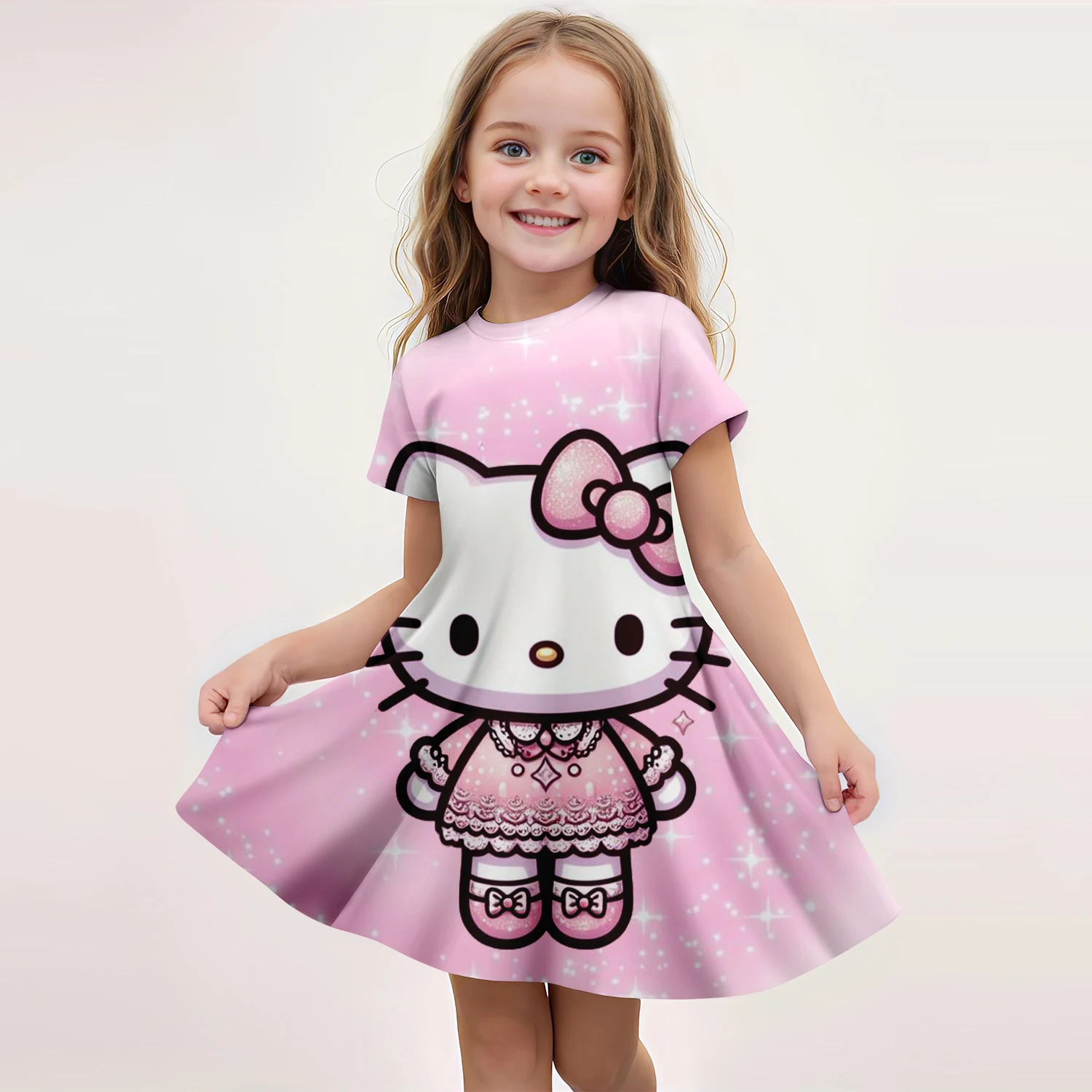 Hellokitty Kuromi – robe d'été pour filles, robes pour enfants, Miniso Cosplay, imprimé de dessin animé 3d, vêtements mignons pour filles, 2024