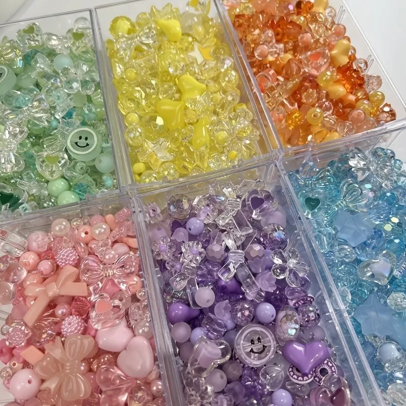 Perles amples en acrylique de couleurs mélangées, 50 g/paquet, pour Bracelet, collier, fournitures de fabrication de bijoux, accessoire fait à la main, bricolage