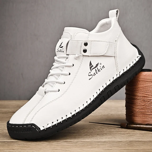 Chaussures en cuir faites à la main pour hommes, baskets Design décontractées, respirantes, bottines d'extérieur, nouvelle collection 2024 – Image 3