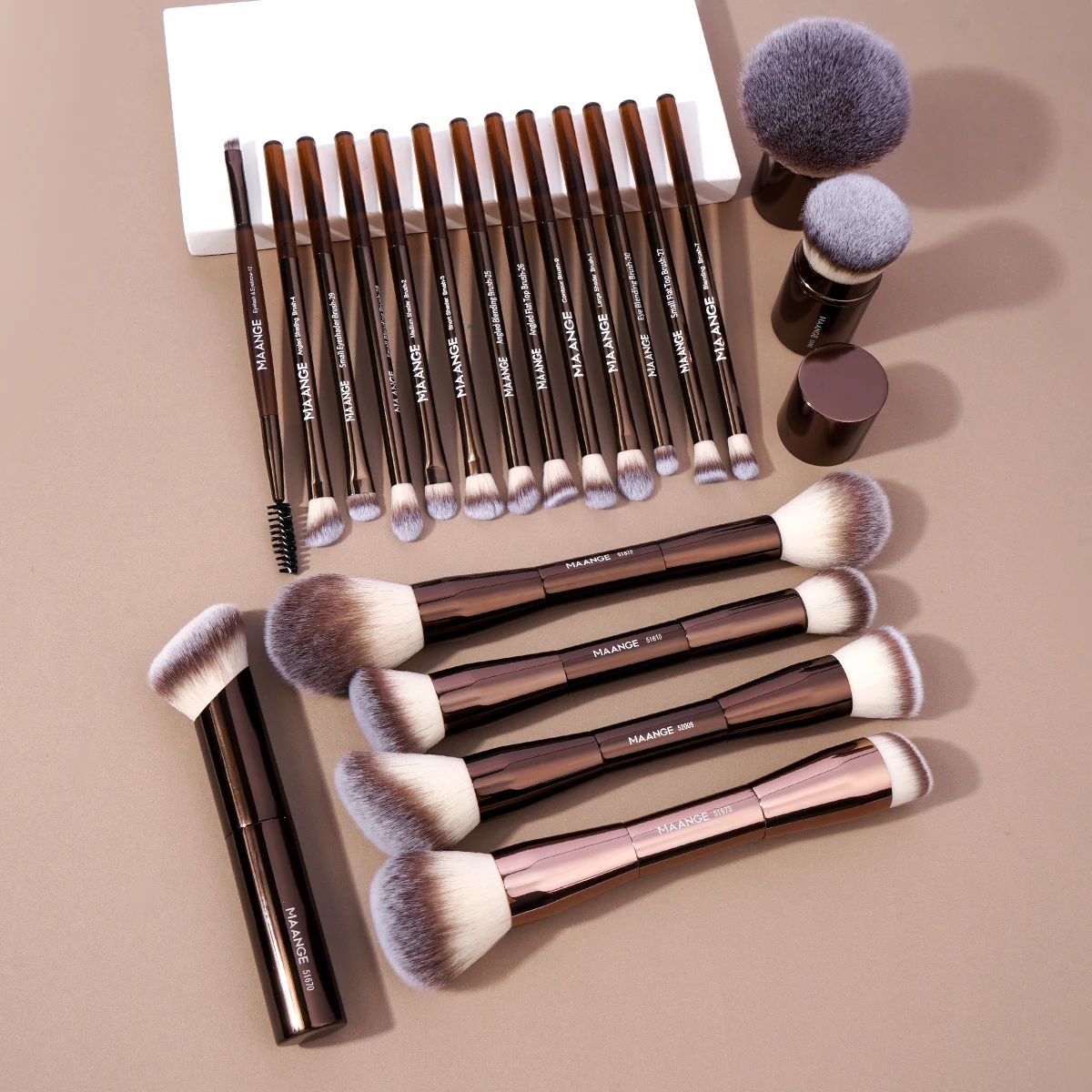 MAANGE 20 pièces/ensemble pinceaux de maquillage professionnels Double extrémité fond de teint correcteurs Blush ombres à paupières brosse pour mélange de poudre de crème liquide