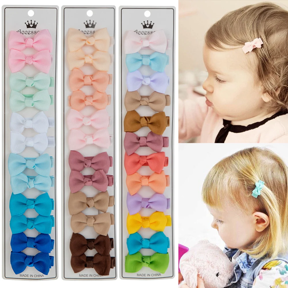 Pinces à cheveux pour enfants, 12 pièces/lot, 4.5cm, ruban gros-grain solide, nœuds faits à la main, Barrettes pour bébés filles, épingles à cheveux, accessoires Photo, coffret cadeau