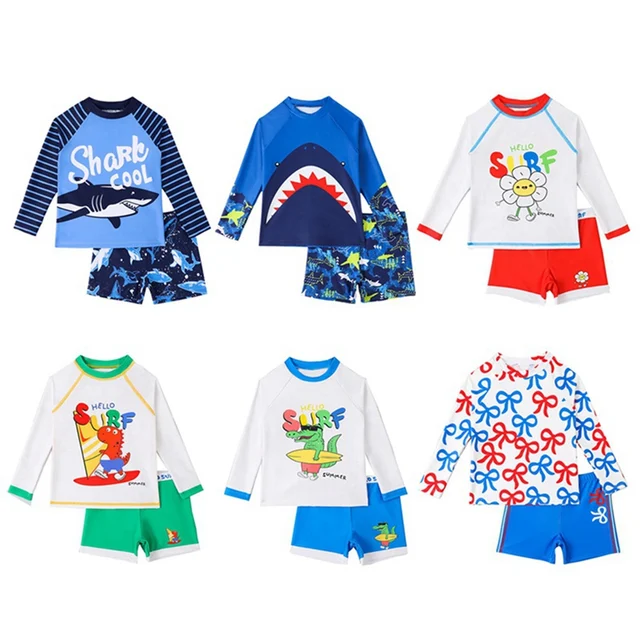 Maillots de bain College d'animaux de dessin animé pour enfants, maillots de bain d'été pour garçons, Économie de natation élastiques à séchage rapide, ensembles de shorts pour enfants – Image 6