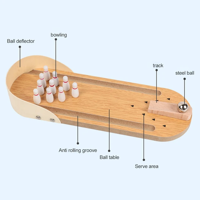 Tabletop Mini Bowling Game Set with 10 Pins Portable Tabletop Bowling Game Desktop Bowling Set for Family Adults Kids – Image 5