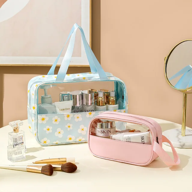 Trousse de Maquillage Translucide en PU pour Femme, Poudres Cosmétiques, Grande Capacité, Lavage de Bain, Multifonction, Voyage, Étanche, Rangement – Image 4