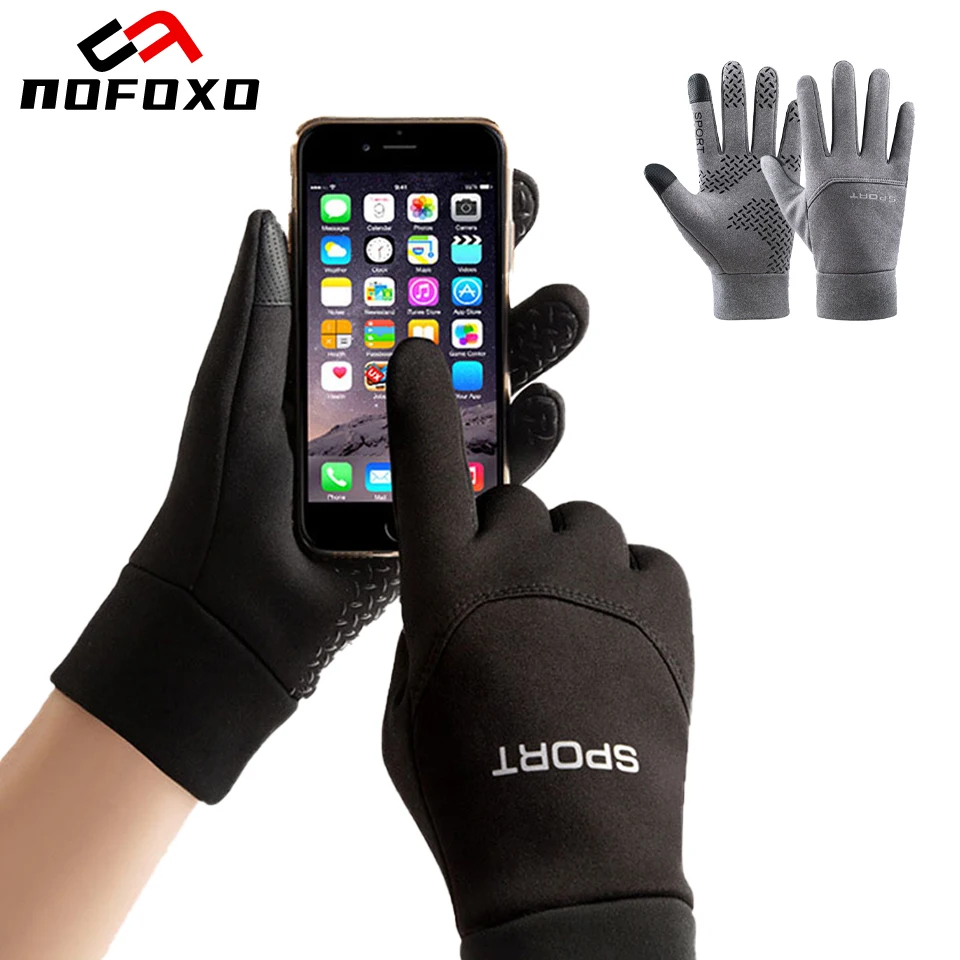 NOFOXO-Gants de sport chauds, coupe-vent, imperméables, anti-ald, cyclisme, pêche, écran tactile, conduite, moto, ski, hiver, 1 paire