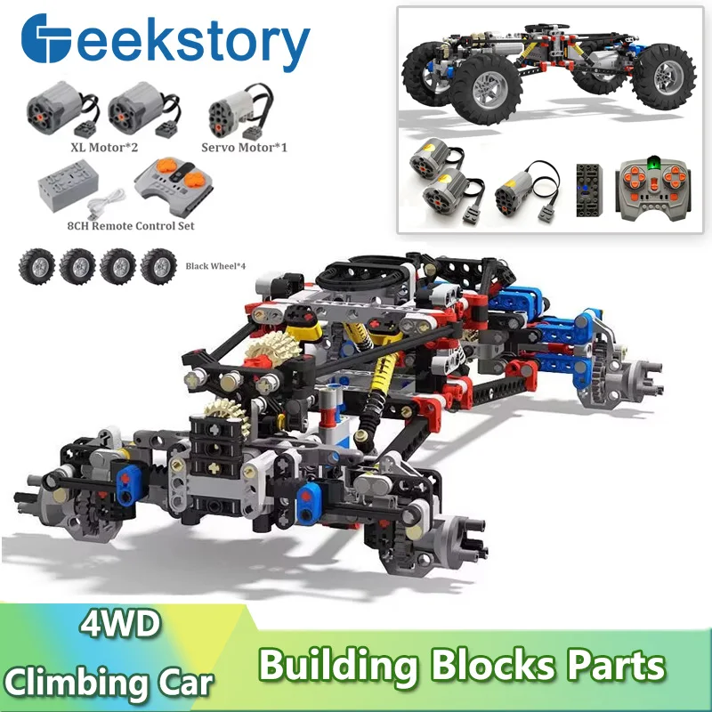 Châssis de voiture RC 4WD, blocs de voiture d'escalade à entraînement électrique, fonction de puissance avec amortisseurs de Suspension, briques télécommandées avec application 8882 8878