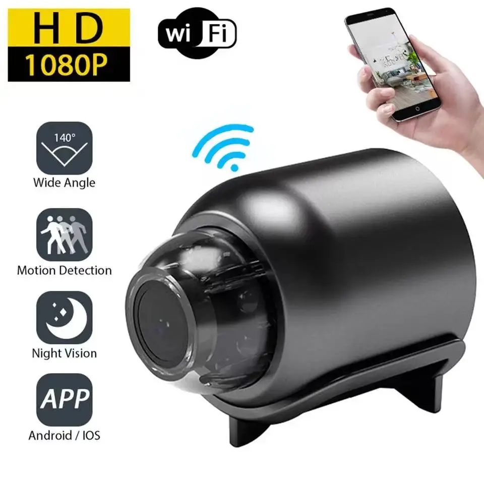 Mini caméra de surveillance WiFi HD 1080p, dispositif de sécurité domestique sans fil, avec vision nocturne et télécommande X5, pour enfants et animaux de compagnie, idée cadeau