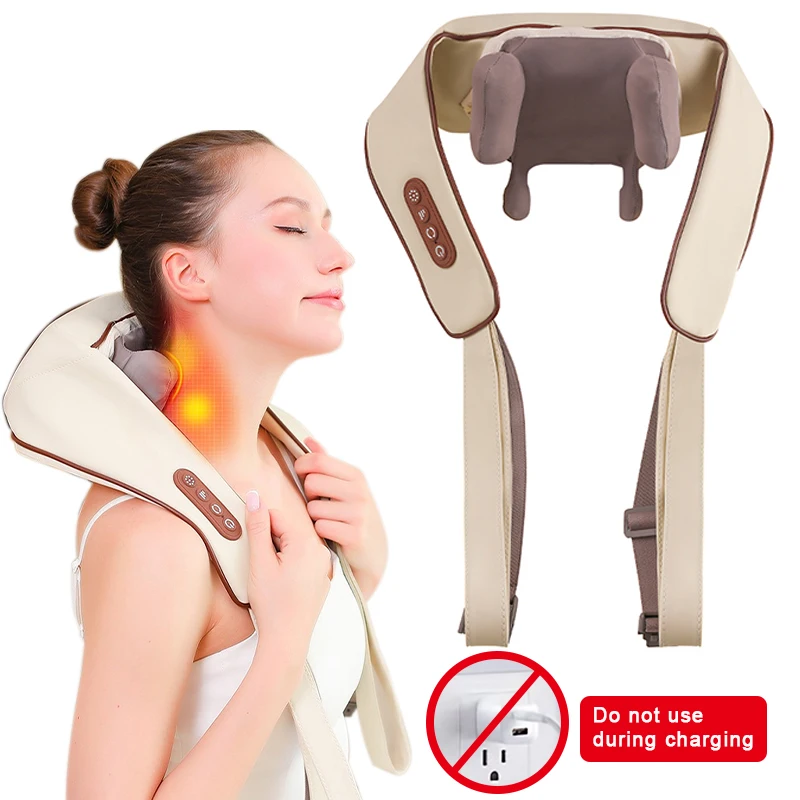 Masseur de cou et d'épaule, shiatsu des tissus profonds, pour le dos, avec chaleur, soulagement de la douleur, pétrissage électrique, Massage musculaire à presser