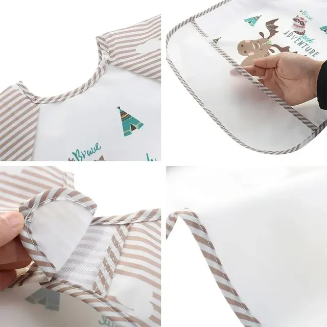 Vêtements de rot imperméables pour garçons et filles de 0 à 3 ans, Smock d'alimentation, tablier d'art sans manches avec dessin animé, Smock Animal, bavoir doux pour bébé – Image 3