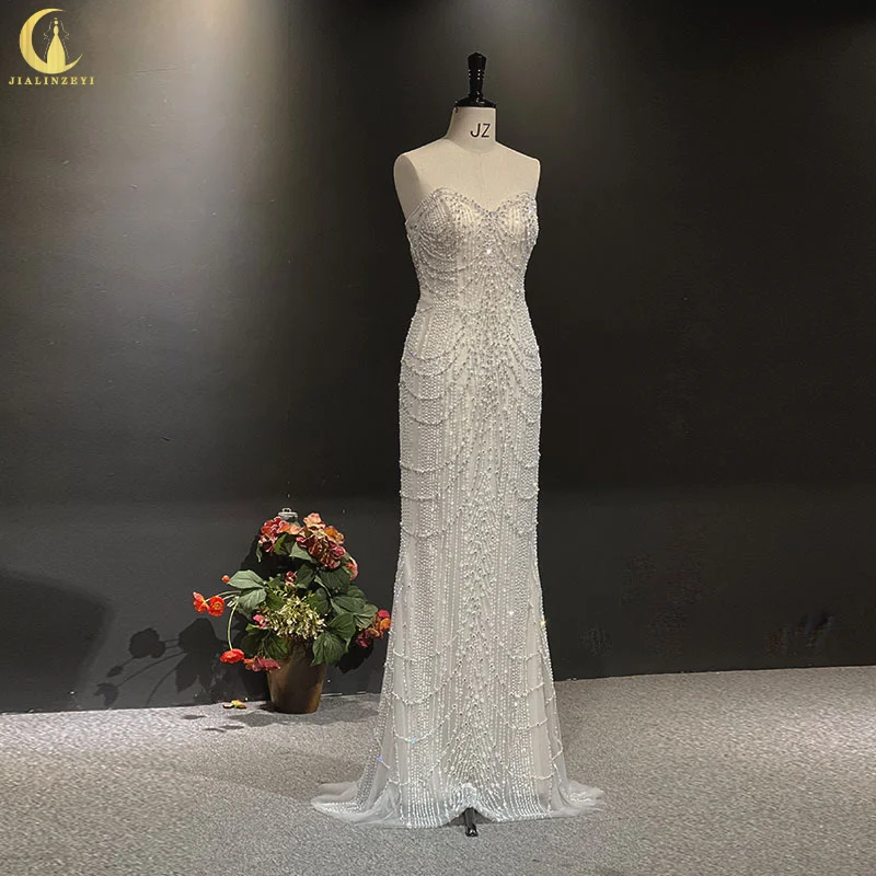Robe de mariée sirène en cristal personnalisée, robes de mariée, offre spéciale, véritable, chérie, 2992