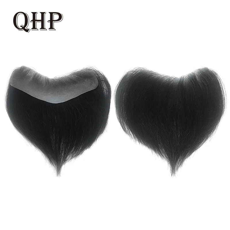 Men Toupee Front Hairine 100% Human Hair Replacement System  Natural Men's Capillary Prothesis Invisible Wig Man 6" Black Color