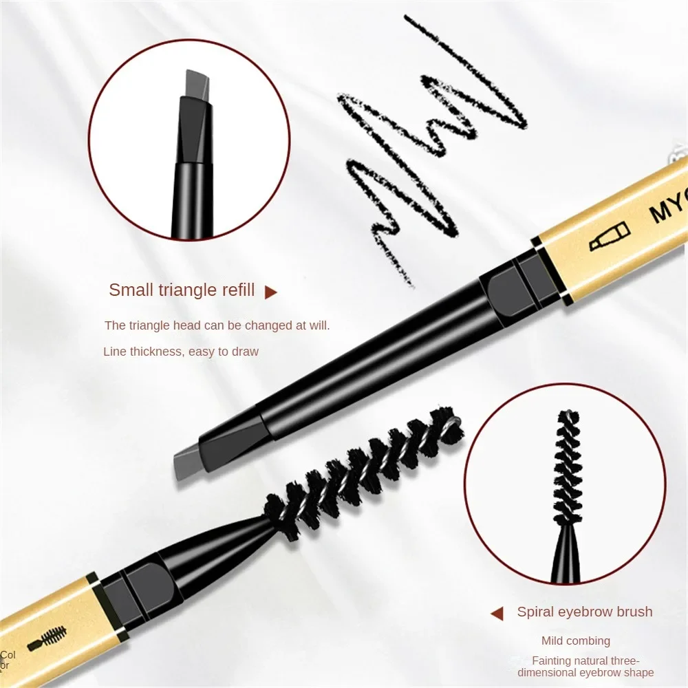Crayon à sourcils Pro 5 couleurs, diamant paillettes, manche en bois, noir, marron, café, étanche, longue durée, stylo de tatouage pour les yeux