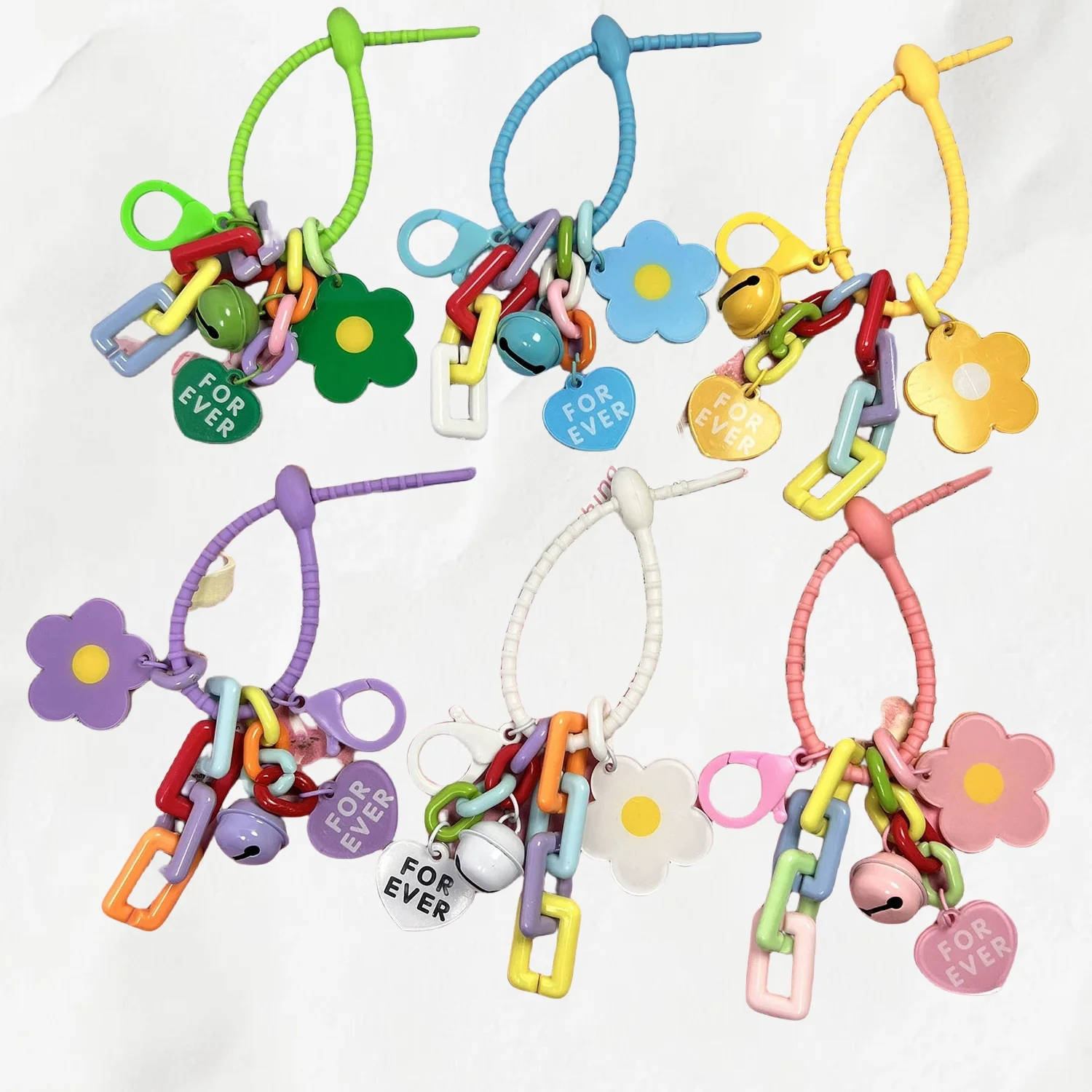 Porte-clés créatif couleur bonbon, pendentif fleur cœur, mignon petite fleur, pendentif de sac, accessoires