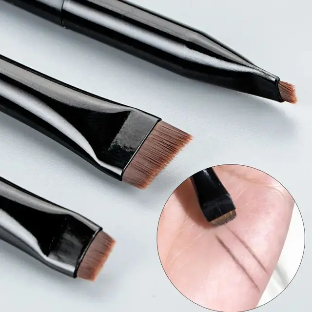 Ensemble de pinceaux pour eye-liner et eye-blogueur, pointes plates ultra fines, contrôle de la fierté, application de maquillage de précision de haute qualité, 3 pièces – Image 2