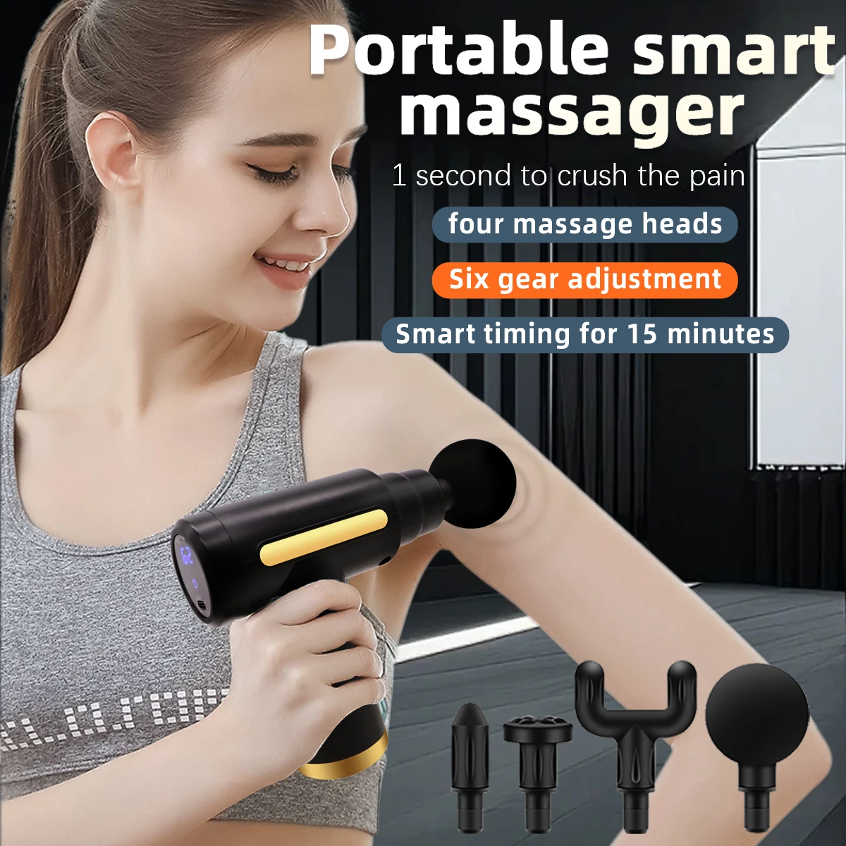 Mini odorde massage électrique portable pour relaxation du corps, odorPerSCH, écran tactile LED, 4 têtes de massage, cadeau de vacances