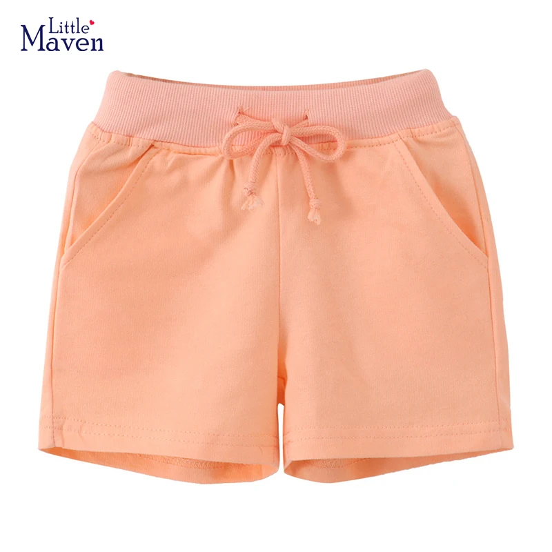 Little maven-Vêtements d'été pour bébés garçons, pantalons courts orange en coton, nouvelle collection 2024