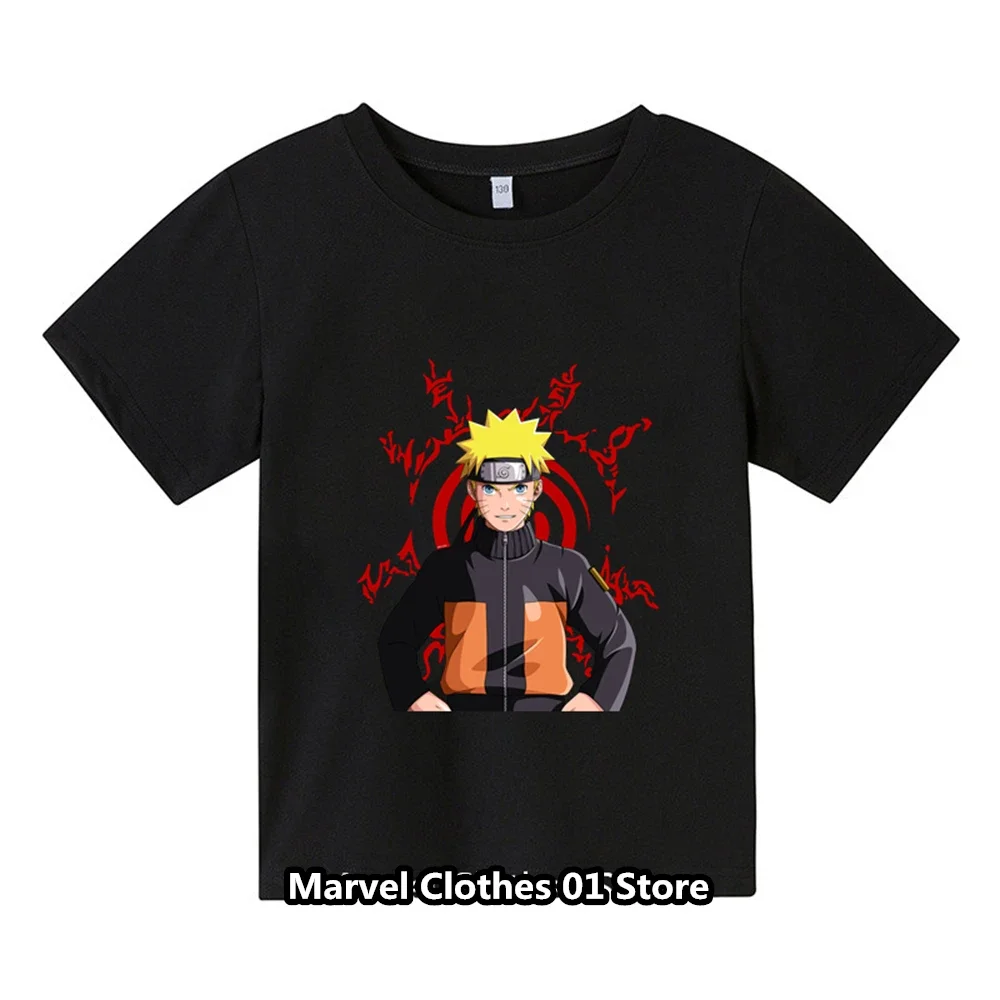 T-Shirt à Motif de Dessin Animé Naruto Kawaii pour Enfant, Vêtement Décontracté, à la Mode, pour Fille et Garçon