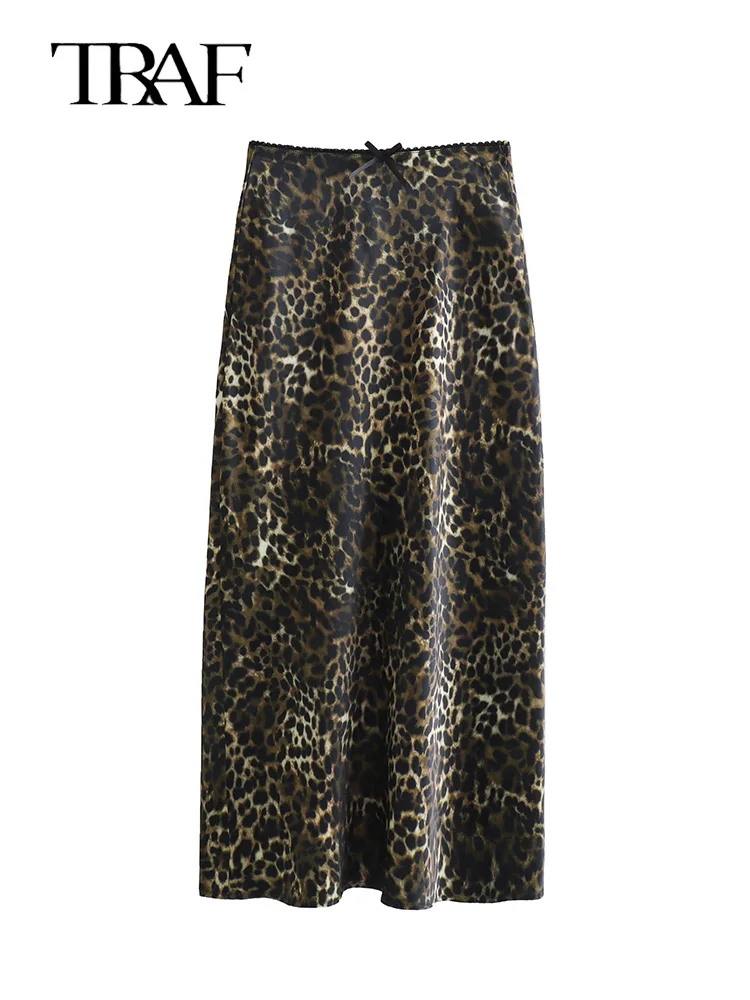 Femmes Vintage Chic léopard jupe 2024 nouvelle mode printemps été vacances femmes jupe femmes fermeture éclair longue jupe droite