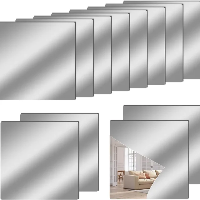 Miroir mural pleine longueur pour chambre à coucher, miroir incassable, grands miroirs acryliques souples sans cadre incassables, 4 pièces – Image 5