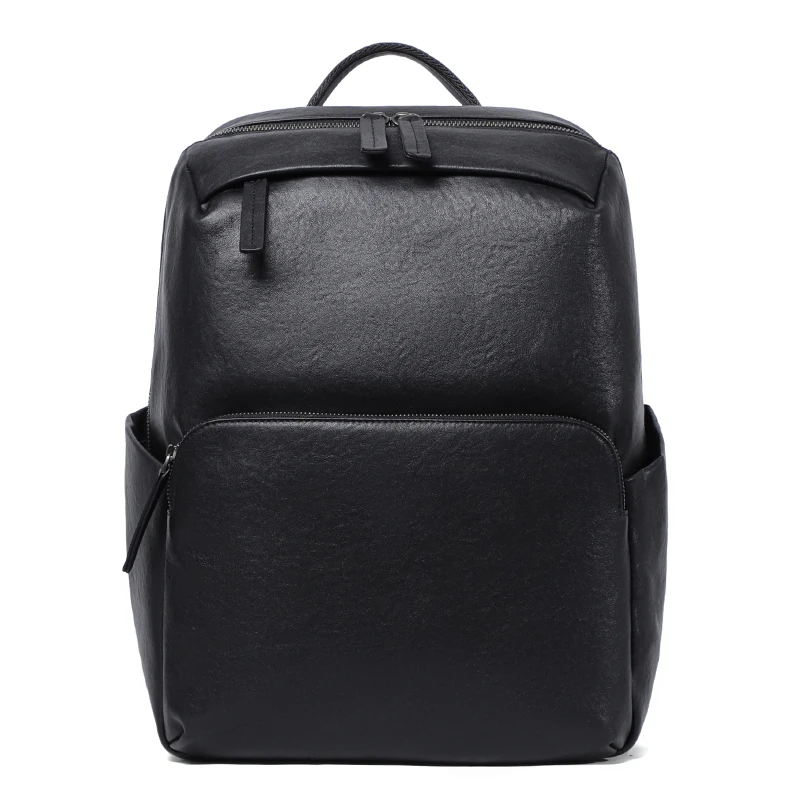 Sac à dos en cuir véritable pour ordinateur portable de grande capacité pour hommes, sac de voyage de travail de week-end, sac à dos d'affaires étanche, cartable