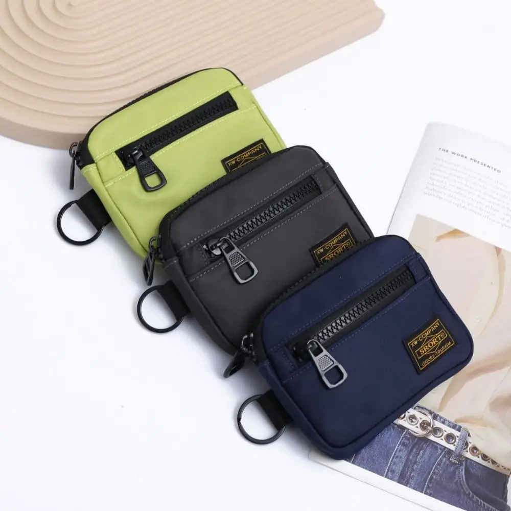 Porte-monnaie en toile avec fermeture éclair pour homme, portefeuille court, porte-clés rétro, petit sac d'argent, tendance américains, mini sac à main décontracté