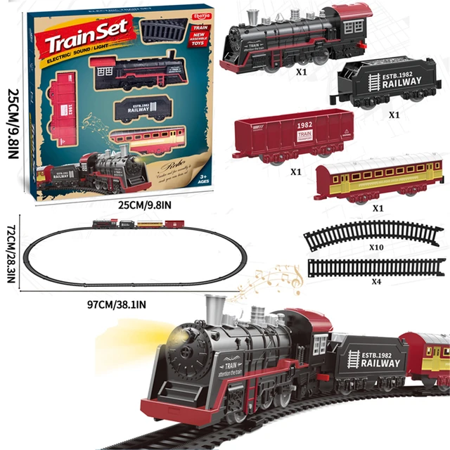 Electric Train Rail Car Simulation Retro Model Train High Speed Rail Toy Boy Set – Image 5