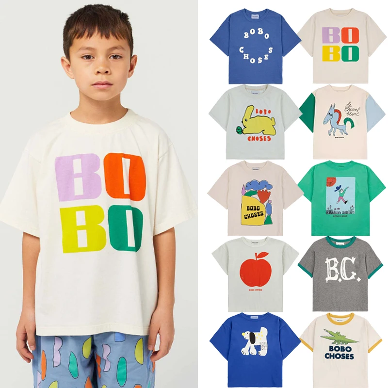 2025 nouveaux enfants d'été t-shirts garçons filles mignon imprimé à manches courtes t-shirts bébé enfant vêtements d'extérieur en coton hauts vêtements