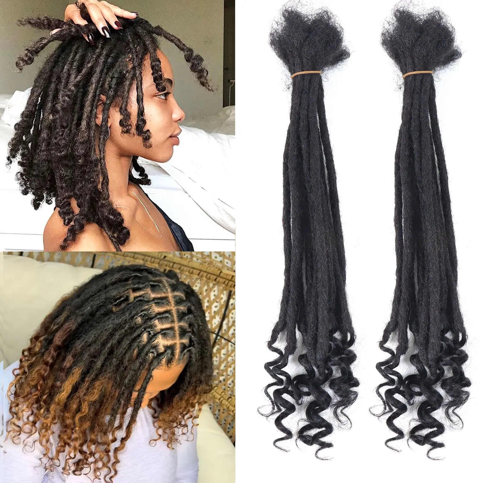 6-20Inch Handmade Locs With Loose Curly Ends Dreadlocks Human Hair Extensions For Women Braiding Hair Extensions Crochet Braids