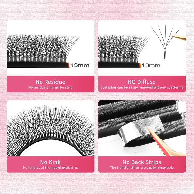 XIUSUZAKI 5D W cils noir préfabriqué ventilateurs Extensions de cils naturel doux Volume individuel faux cils beauté maquillage outils – Image 5
