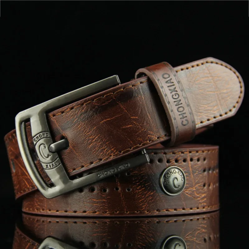 Ceinture décontractée en cuir PU pour hommes, Rivet creux, large, pour nouvelle mode, sangle en jean de haute qualité, Style Punk