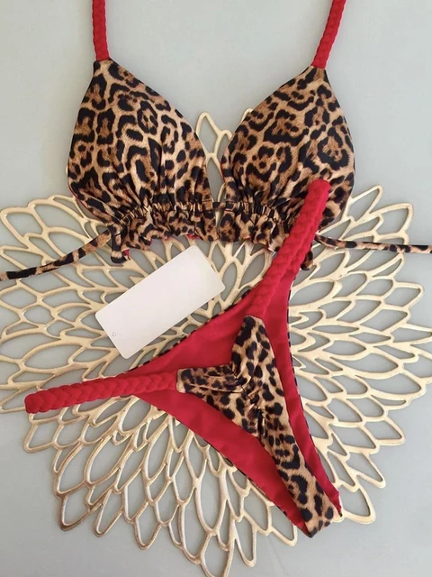 RUOTONGSEPT maillots de bain femmes imprimé léopard brésilien Bikini ensemble Sexy string maillot de bain deux pièces maillot de bain femmes 2023 vêtements de plage – Image 2