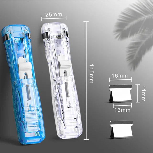 Mini Traceless Reusable Hand Clamp Push Stapler Paper Book File Office School Student Binder Binding Tools Supplies Accessories – Image 6