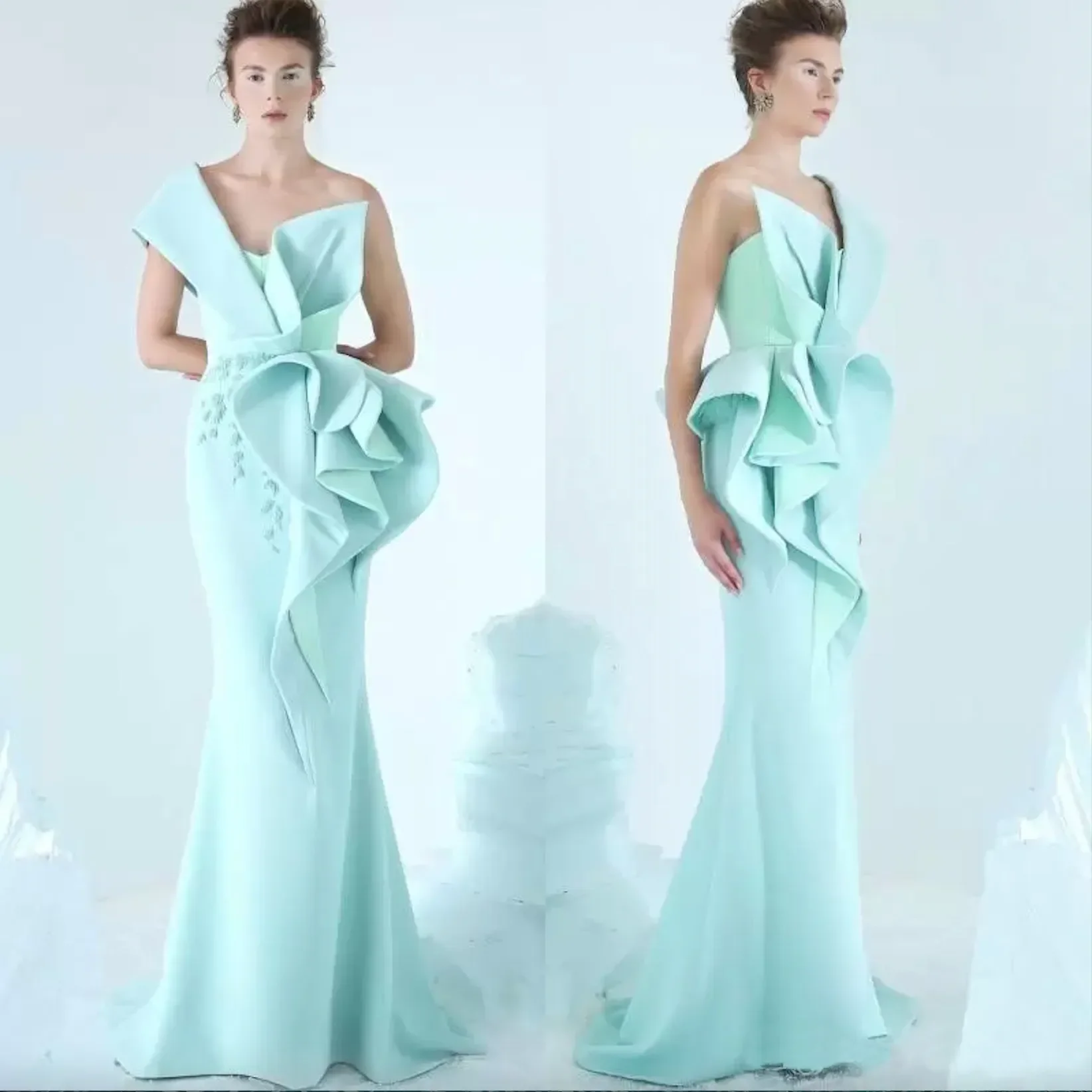 Robe Sirène de Bal Formelle Personnalisée, Longue Fermeture Éclair, Longueur au Sol, Appliques de Traîne de Balayage, Grande Taille, Nouvelle Collection