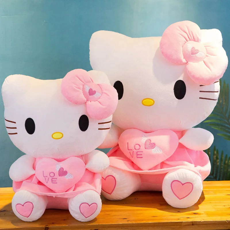 Jouets en peluche rose Hello Kitty, poupée en peluche de dessin animé, oreiller doux, jouets pour enfants, cadeaux d'anniversaire et de noël