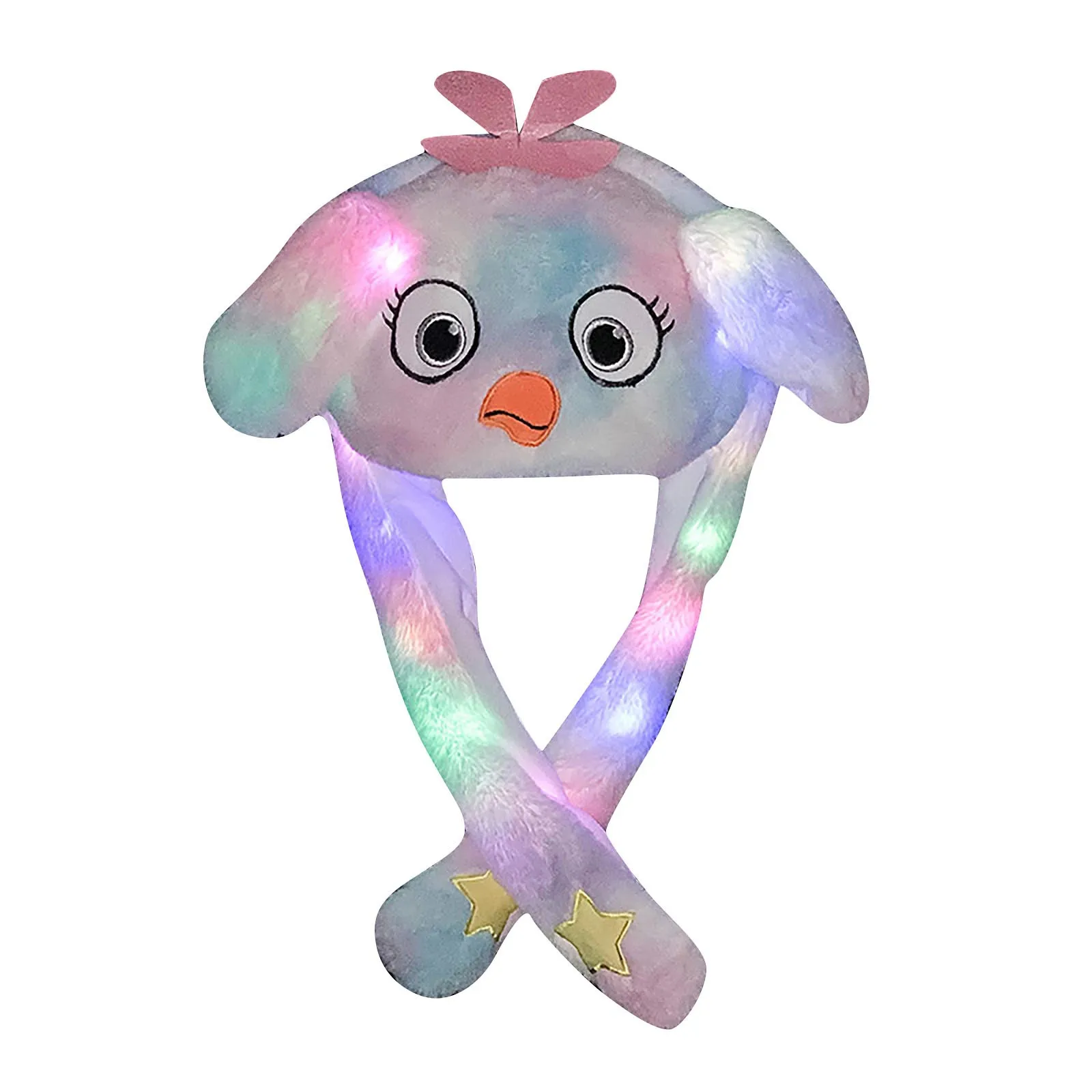 Chapeau de lapin en peluche pour filles, chapeau de lapin mignon, oreille mobile, chapeau de saut, casquette d'éclairage, 1PC
