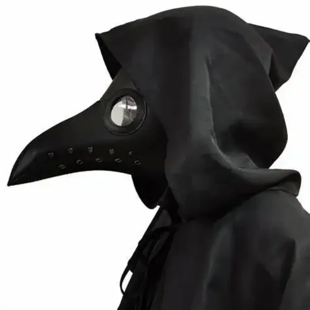 Medieval Plague Doctor Cosplay Costume for Halloween with Pointed Hat Cloak Bird Beak Mask and Hooded Cloak Cosplay Party – Image 2