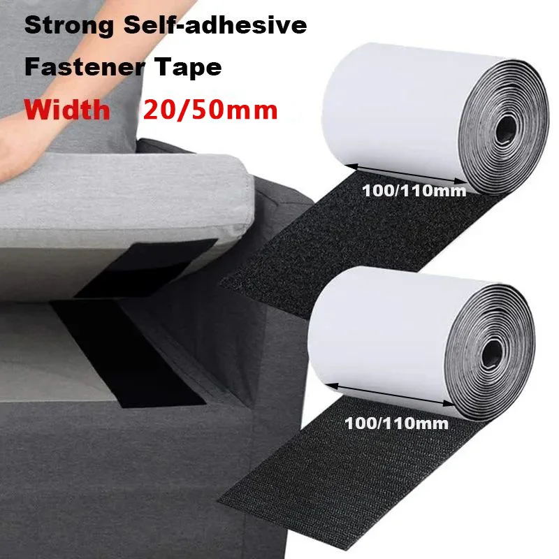 1/3/5M Strong Self Adhesive Fastener Hook and Loop Strips with Glue Double-Side Mounting Tapes for DIY Craft Accessories 20-50mm