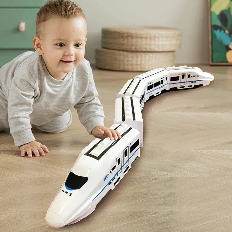Train ferroviaire à grande vitesse pour enfants, jouet de voiture électrique, modèle de lumière sonore, jouets éducatifs pour garçons et filles, cadeau
