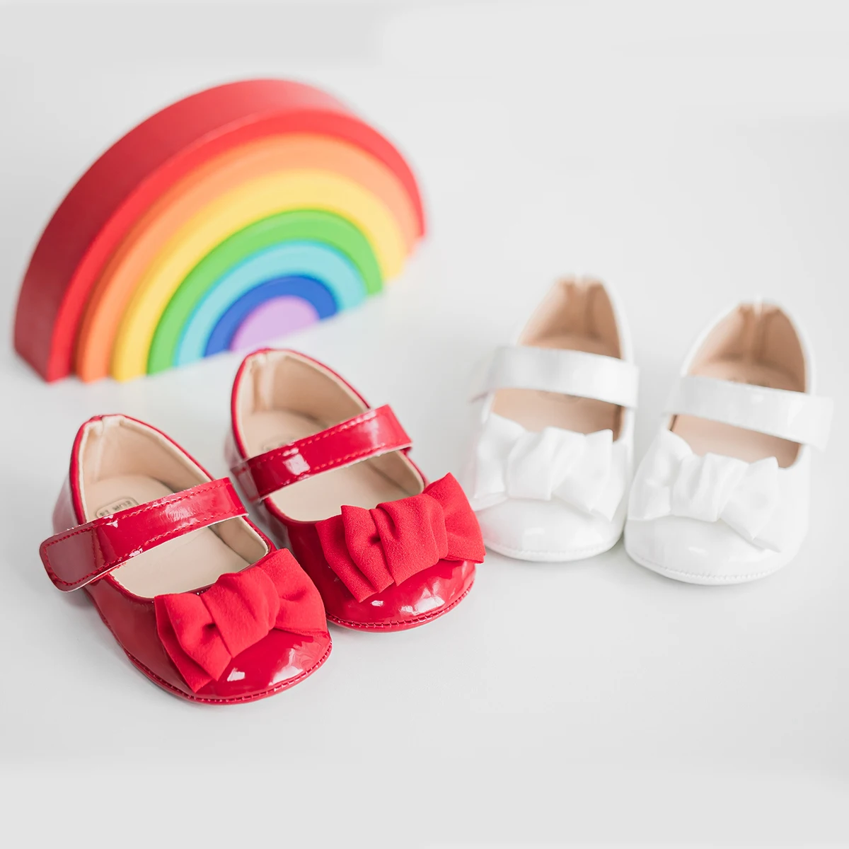 MRovior-Chaussures souples en cuir verni pour bébés filles, coordonnantes, nœud papillon rouge, fête de princesse, nouveau-né, astronomique