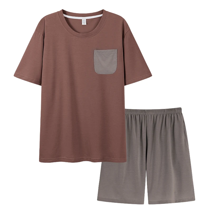 Soft Modal Men Pyjama Set Summer L-4XL Men Pajama Suit Short Sleeve Solid Pajama Male Sleepwear Spring Pijama Man Nightgown XXXL