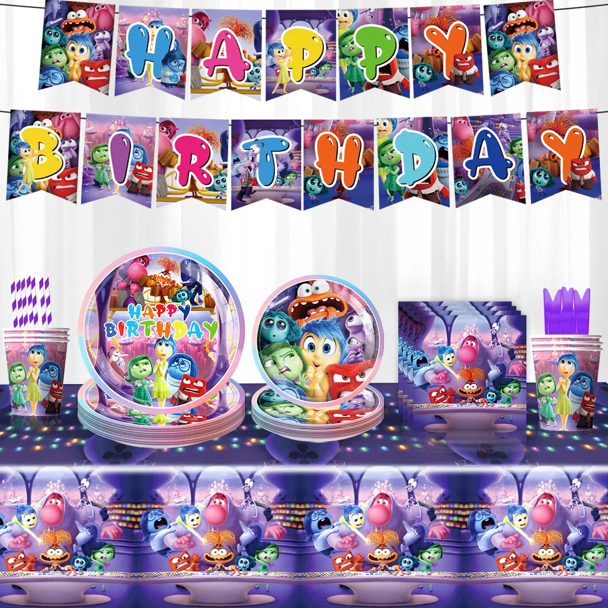 Disney-Ensemble de nappes en papier de poulet à l'envers pour enfants, décoration de fête d'anniversaire sur le thème du dessin animé, nouveau