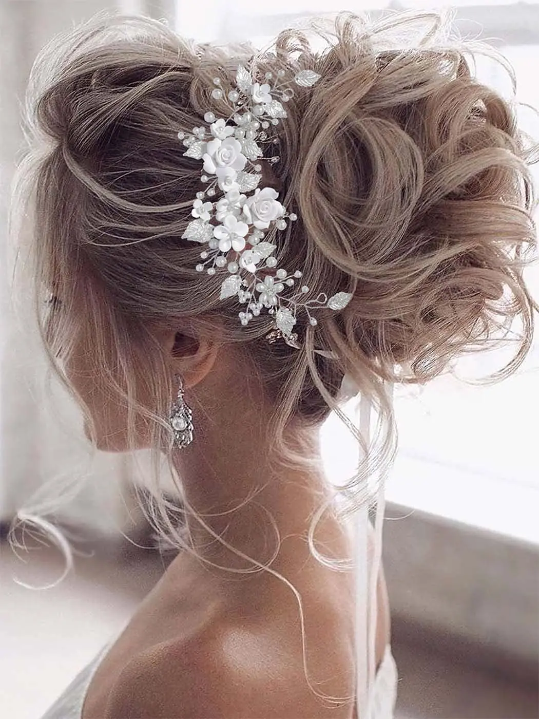 1 pièce fleur mariée mariage cheveux vigne perle mariée cheveux pièce feuille cheveux accessoires strass bandeau pour femmes et filles