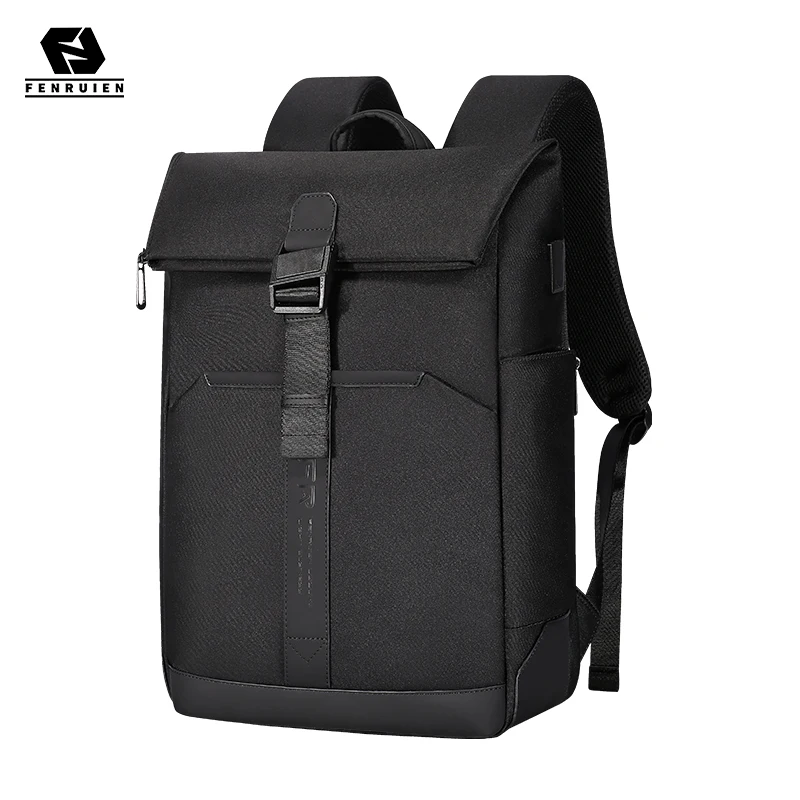 Fenruien-Sac à dos de voyage étanche à fermoir magnétique pour homme, chargement USB, sac à dos d'affaires de grande capacité pour ordinateur portable masculin, sac d'école