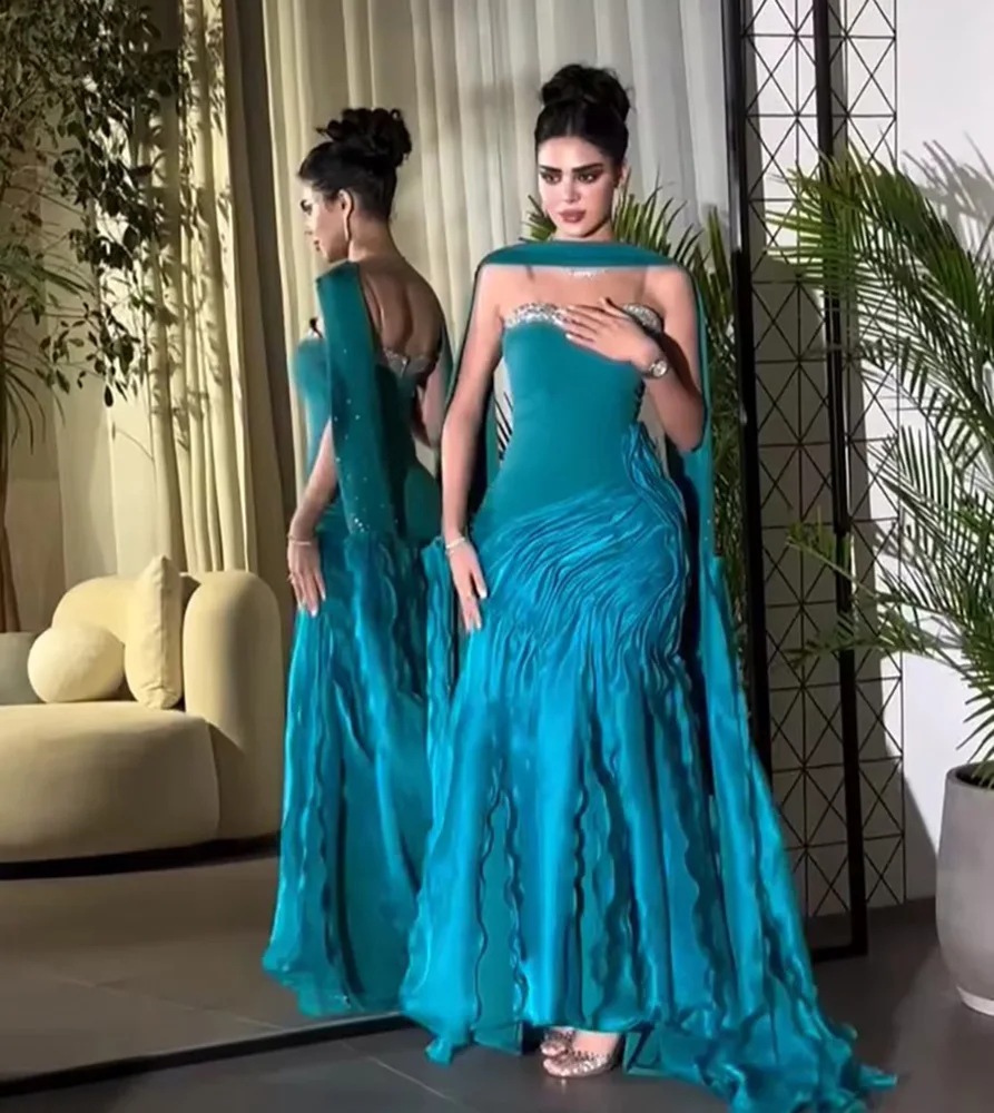Superbe robe de bal sirène en Tulle, sans bretelles, sans manches, dos à lacets, paillettes perlées, haut de soirée