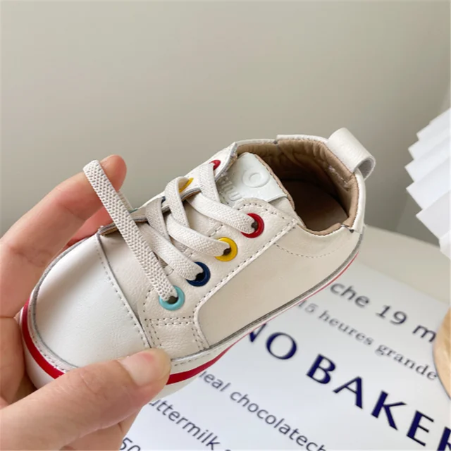 Chaussures en cuir pour bébés garçons et filles, baskets pieds nus à semelle souple, Tennis en plein air, à la mode, nouvelle collection printemps/automne 2024 – Image 5