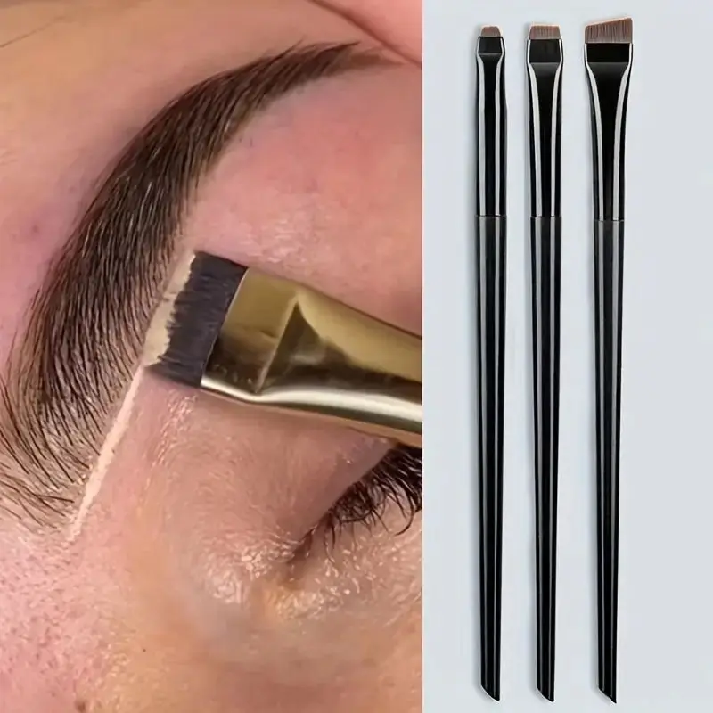 Ensemble de pinceaux pour eye-liner et eye-blogueur, pointes plates ultra fines, contrôle de la fierté, application de maquillage de précision de haute qualité, 3 pièces