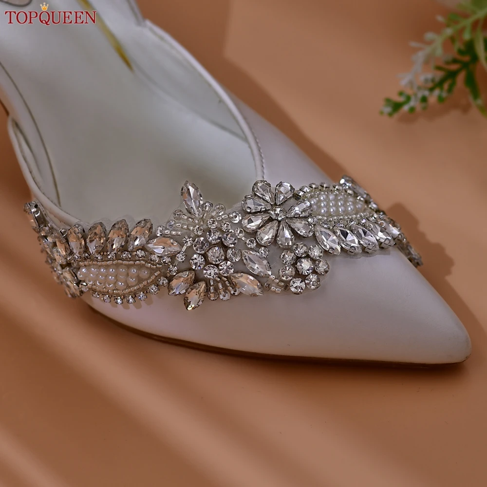 TOPCLS EEN-Patch Autocollant de Alicante à Talons Hauts pour Femme, Applique de Strass de Perle Faite à la Main, Couture de Robe de Mariage, éventuelles 08